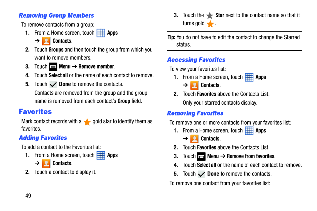 Adding Favorites Galaxy Note 8.0 Wi-Fi