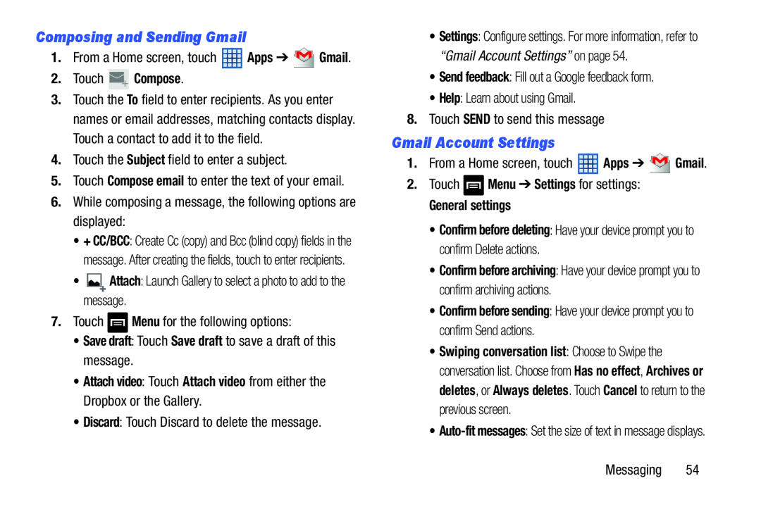 Gmail Account Settings Galaxy Note 8.0 Wi-Fi