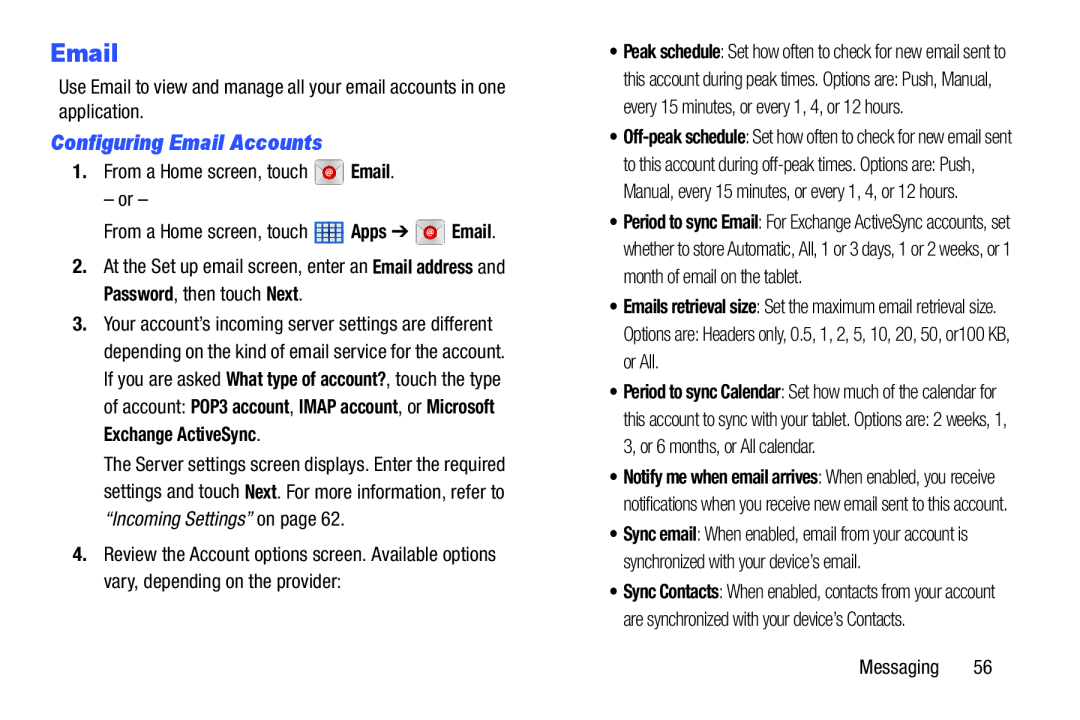 Configuring Email Accounts Galaxy Note 8.0 Wi-Fi