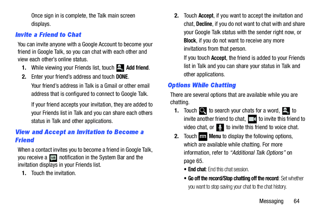 Options While Chatting Galaxy Note 8.0 Wi-Fi