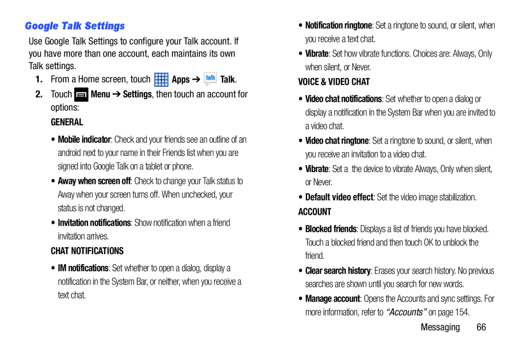 Google Talk Settings Galaxy Note 8.0 Wi-Fi