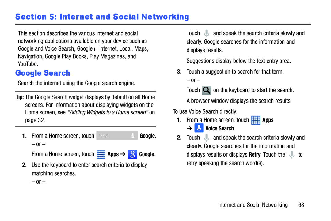 Section 5: Internet and Social Networking Galaxy Note 8.0 Wi-Fi