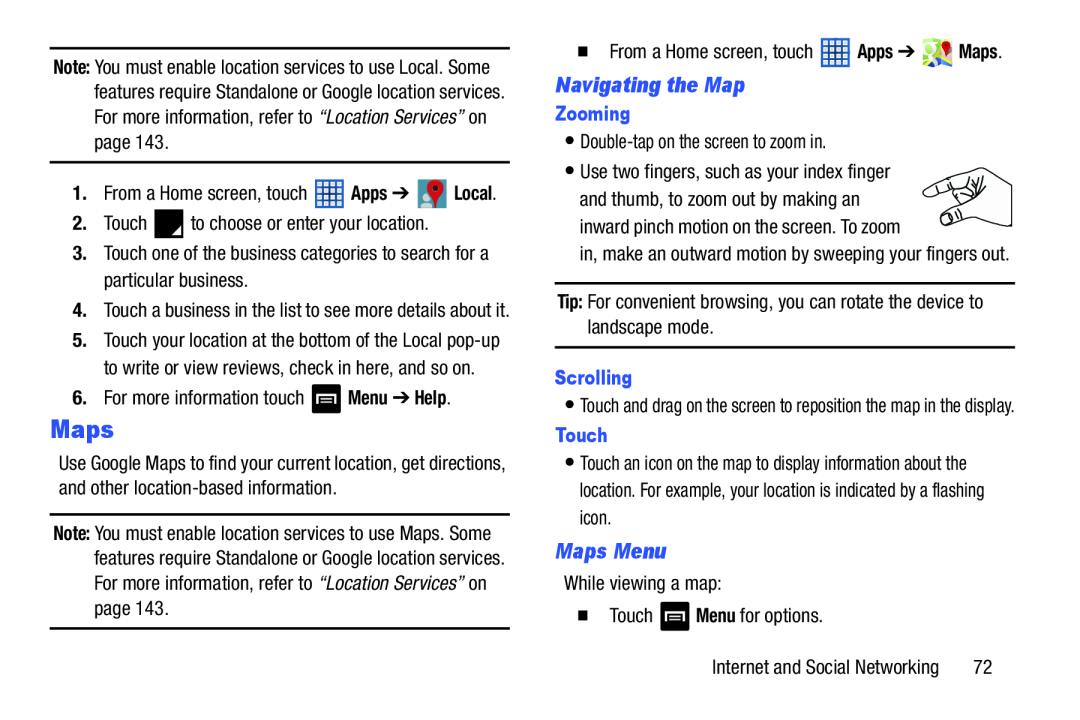 Navigating the Map Maps Menu