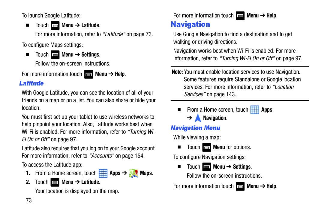 Navigation Galaxy Note 8.0 Wi-Fi