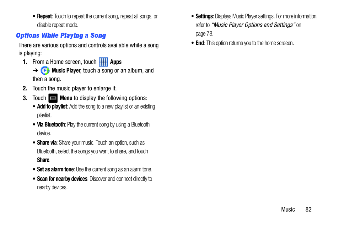 Options While Playing a Song Galaxy Note 8.0 Wi-Fi