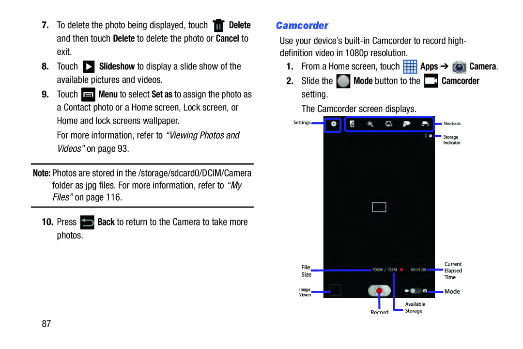 Camcorder Galaxy Note 8.0 Wi-Fi