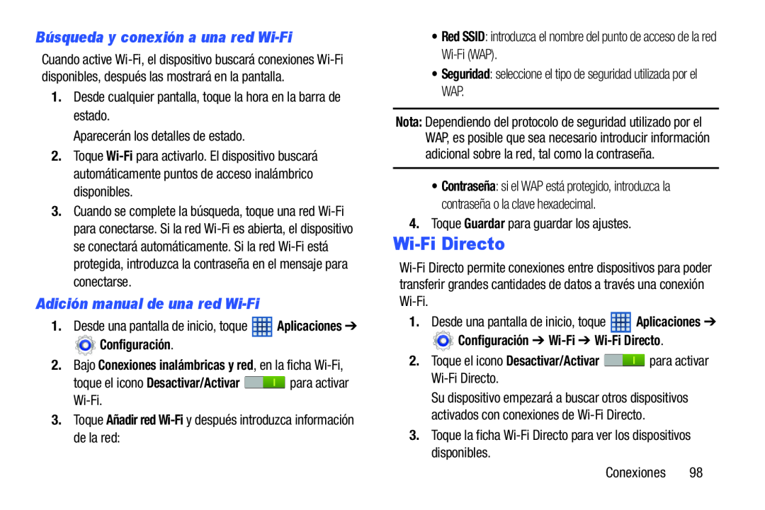 Búsqueda y conexión a una red Wi-Fi Adición manual de una red Wi-Fi