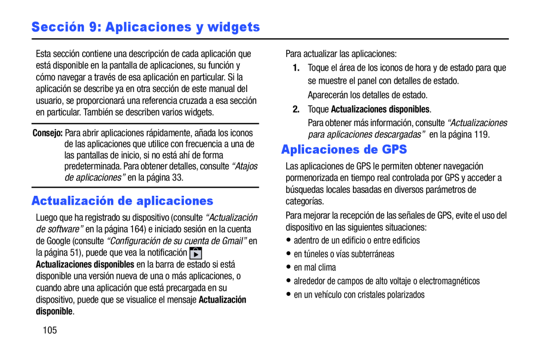 Actualización de aplicaciones Aplicaciones de GPS