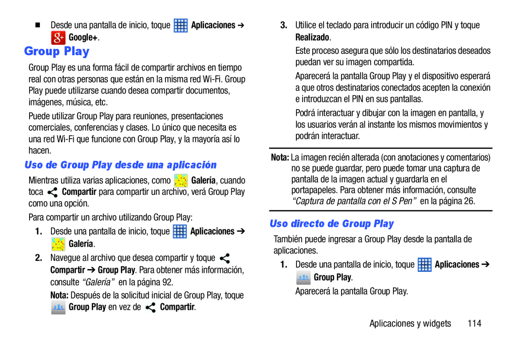 Uso de Group Play desde una aplicación Galaxy Note 8.0 Wi-Fi