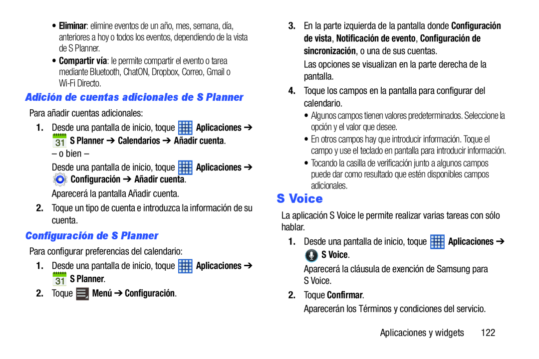 Configuración de S Planner S Voice