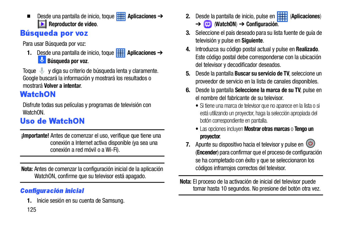 Configuración inicial Búsqueda por voz