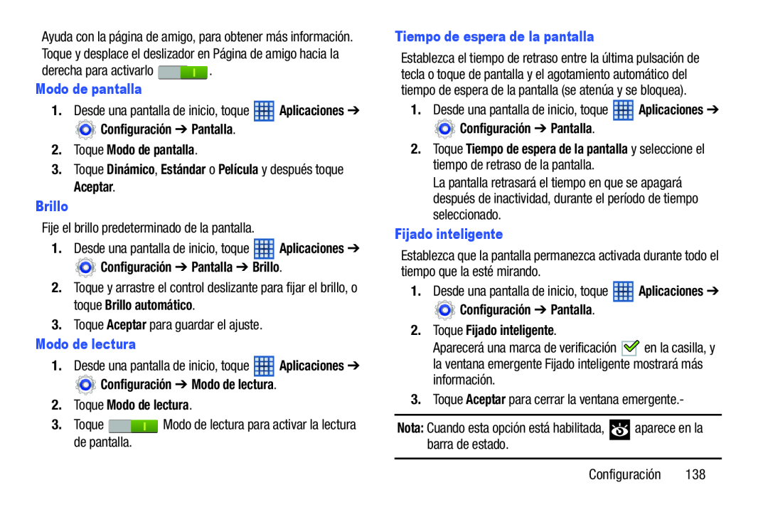 Configuración ➔ Pantalla Galaxy Note 8.0 Wi-Fi