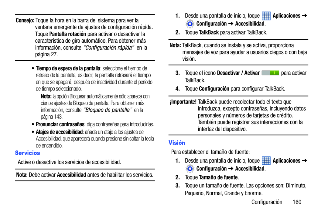 2.Toque Tamaño de fuente Galaxy Note 8.0 Wi-Fi