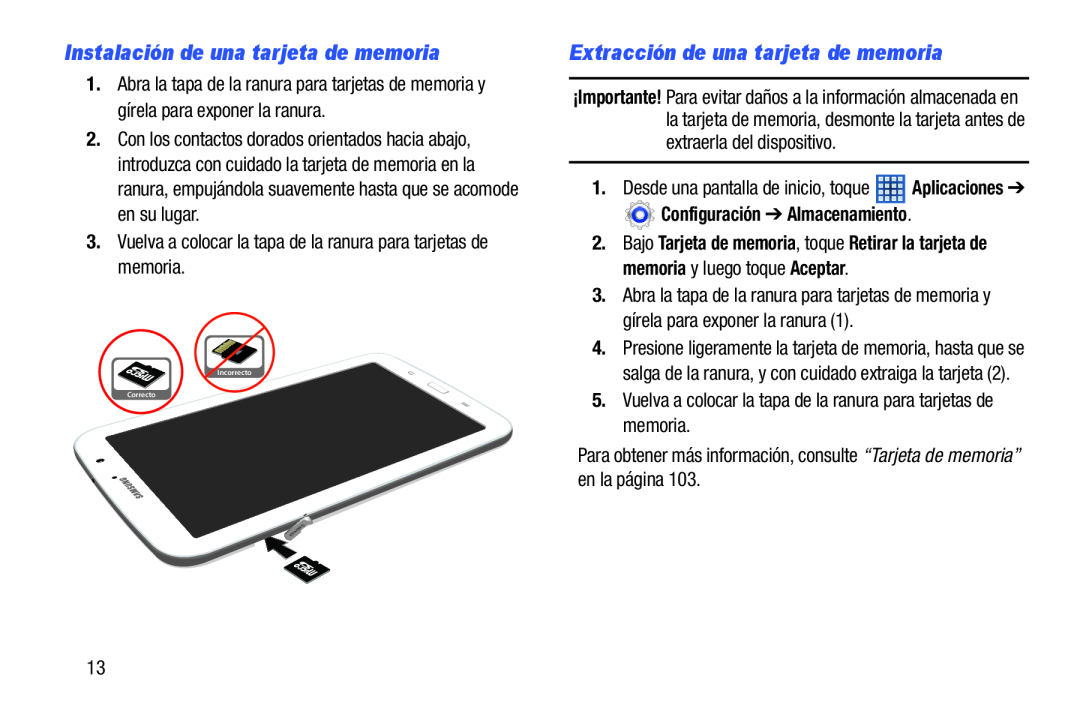 Extracción de una tarjeta de memoria Galaxy Note 8.0 Wi-Fi