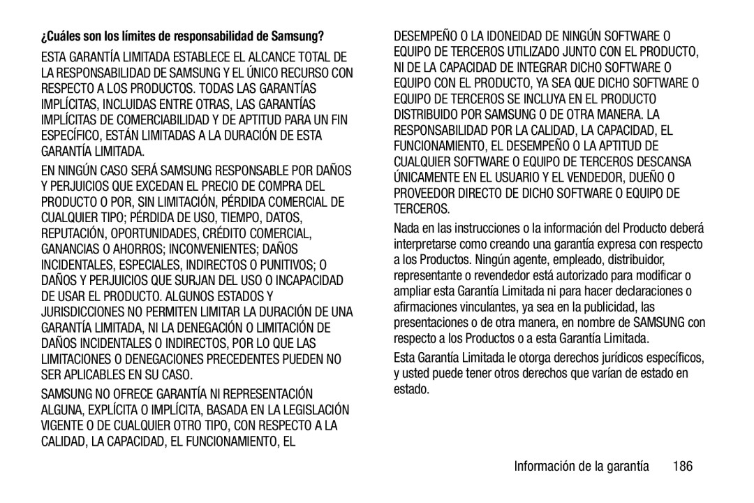 ¿Cuáles son los límites de responsabilidad de Samsung