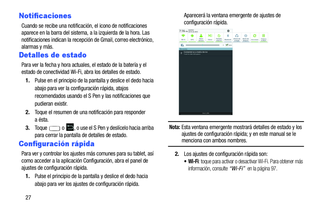 Detalles de estado Galaxy Note 8.0 Wi-Fi