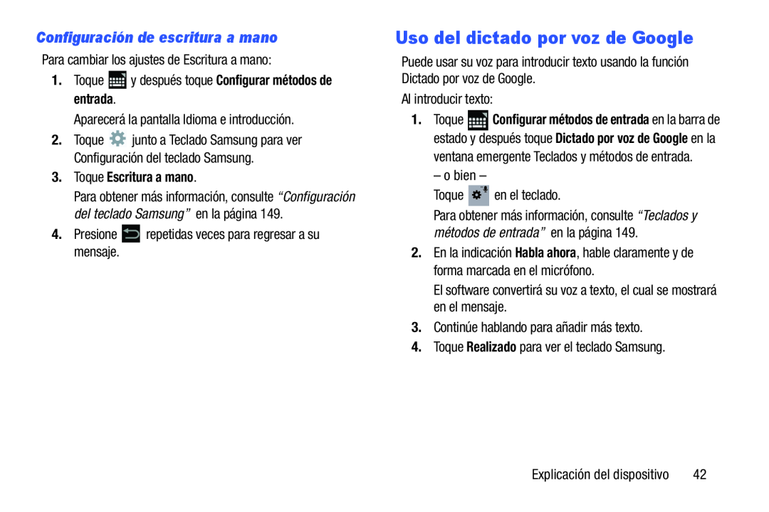 Configuración de escritura a mano Uso del dictado por voz de Google