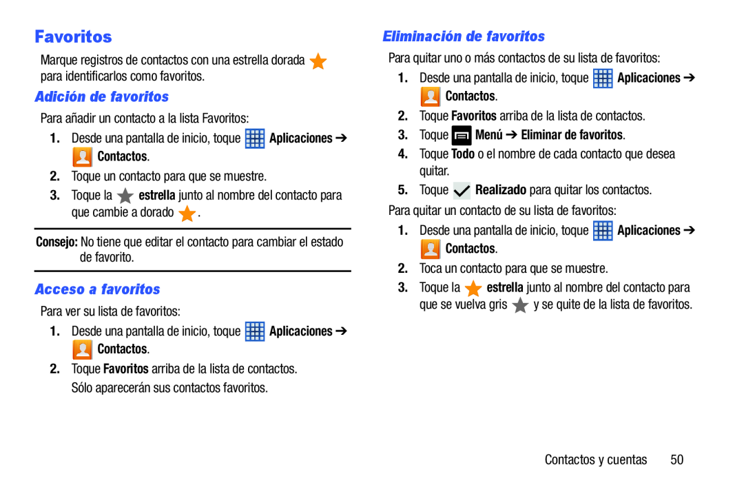 Eliminación de favoritos Galaxy Note 8.0 Wi-Fi