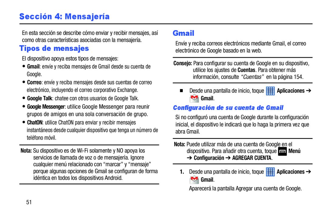 Configuración de su cuenta de Gmail Tipos de mensajes