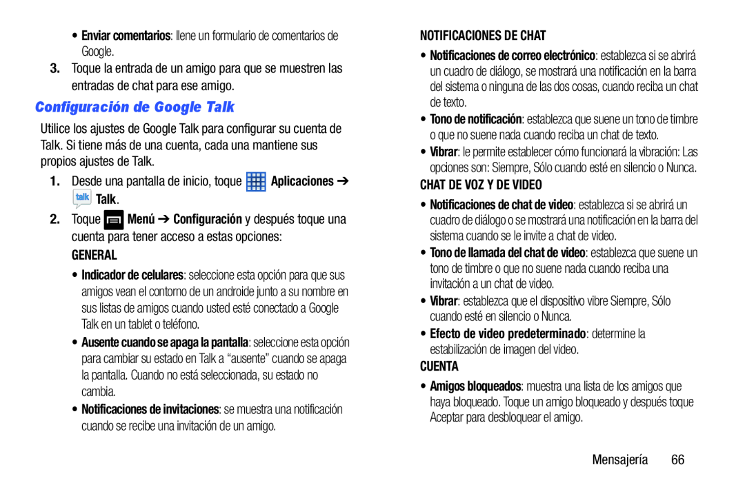 Configuración de Google Talk Galaxy Note 8.0 Wi-Fi