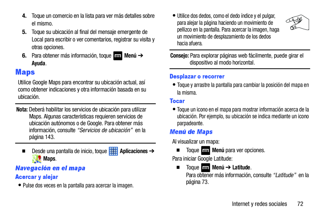 Navegación en el mapa Menú de Maps