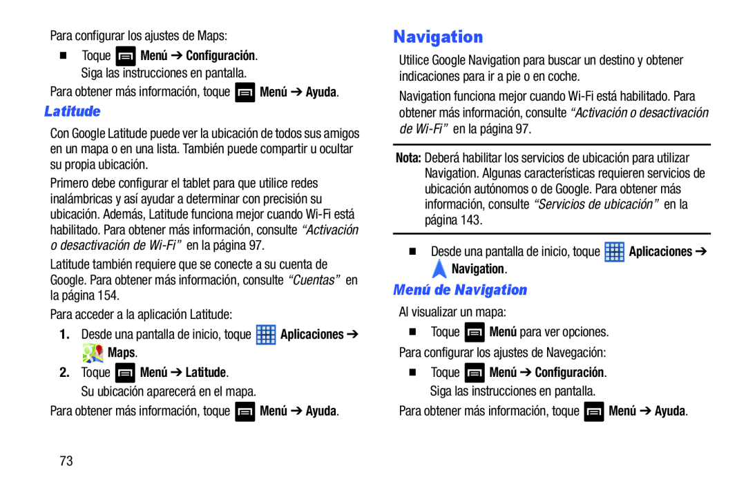 Navigation Galaxy Note 8.0 Wi-Fi