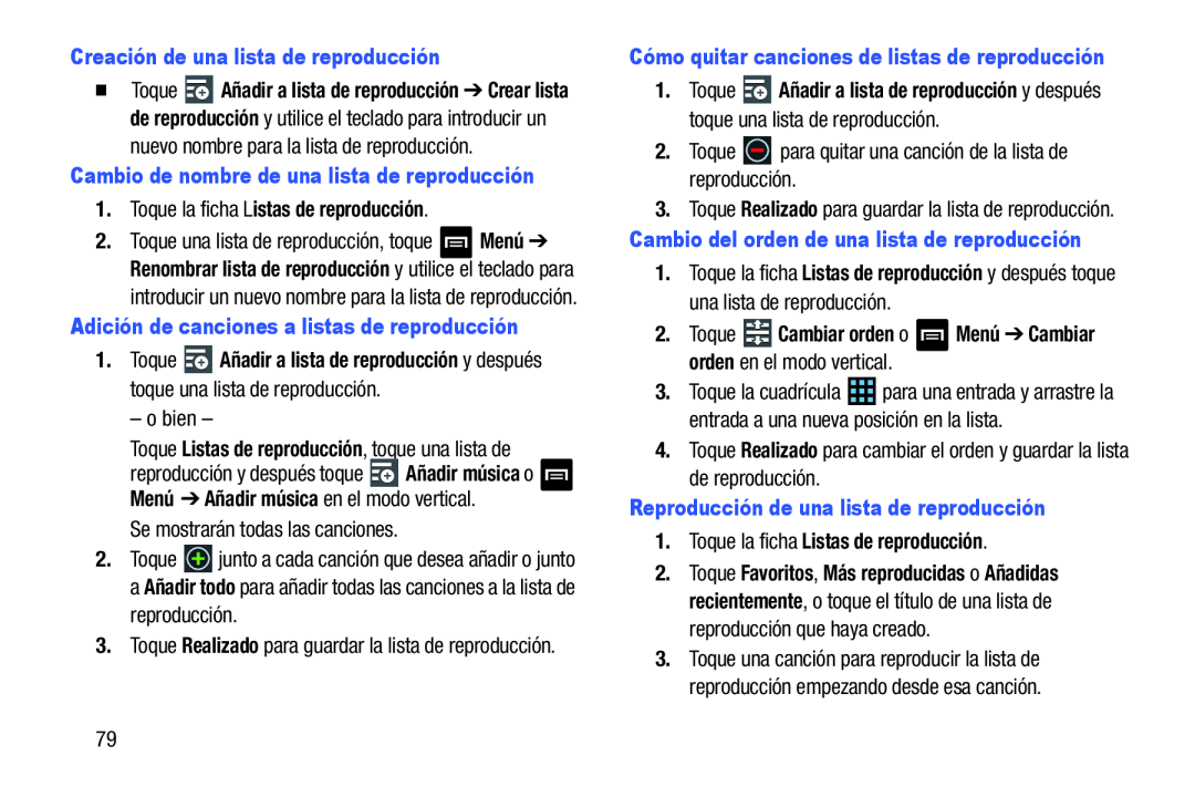 1.Toque la ficha Listas de reproducción Galaxy Note 8.0 Wi-Fi