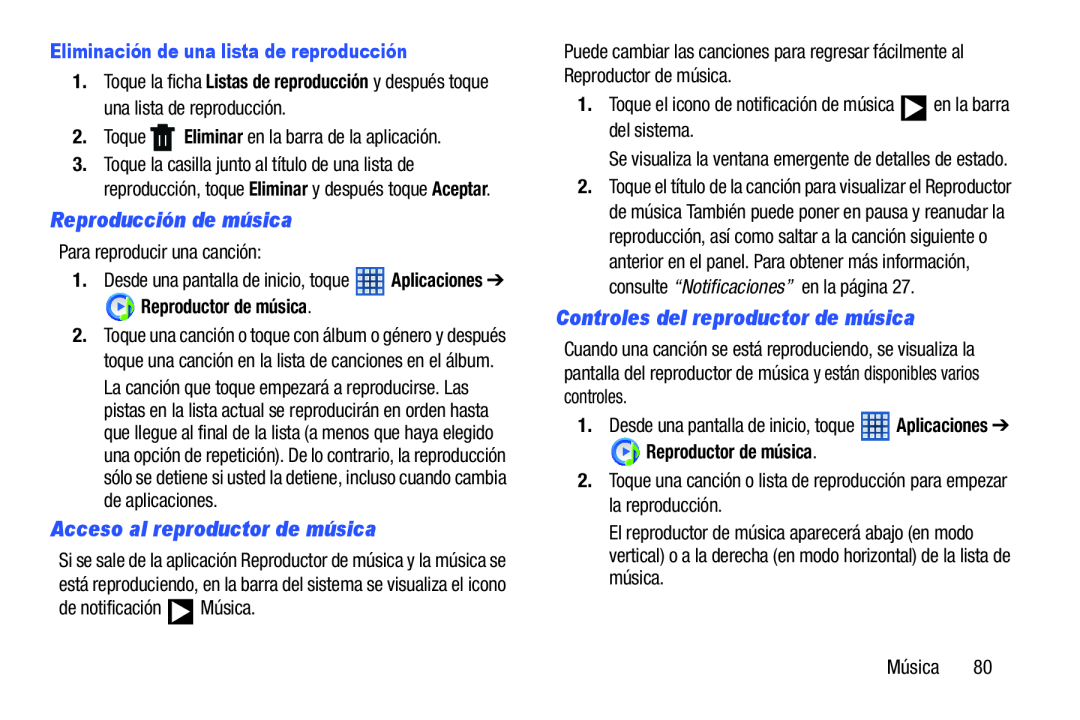 Controles del reproductor de música Galaxy Note 8.0 Wi-Fi