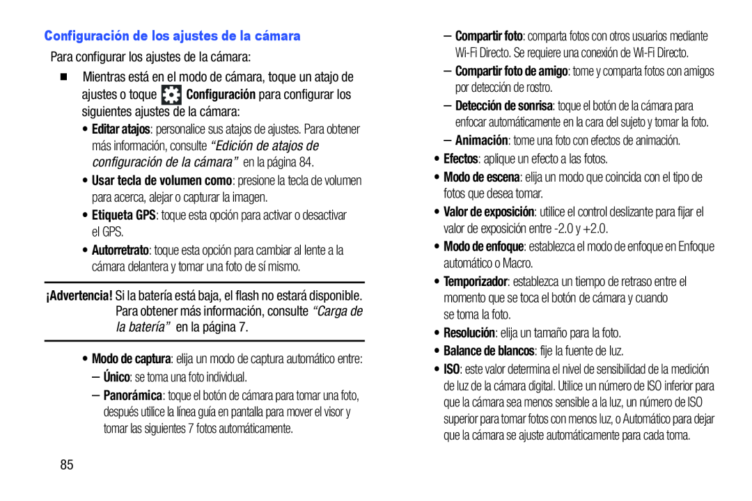 Configuración de los ajustes de la cámara Galaxy Note 8.0 Wi-Fi