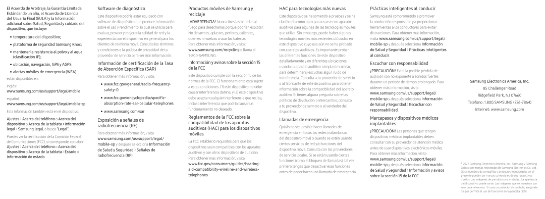 español: www.samsung.com/us/support/legal/mobile-sp Galaxy S22+ Unlocked