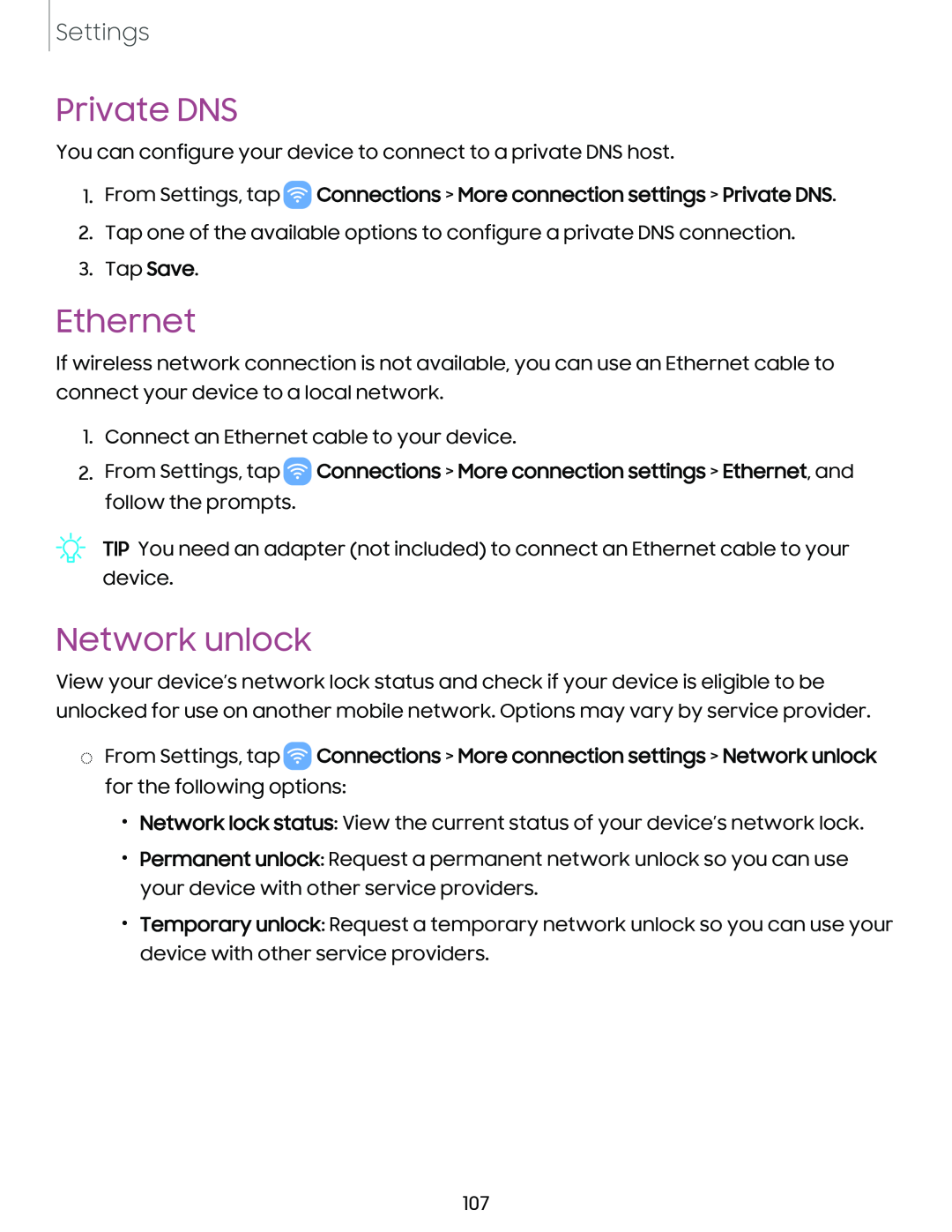 Private DNS Galaxy Tab S7 FE AT&T