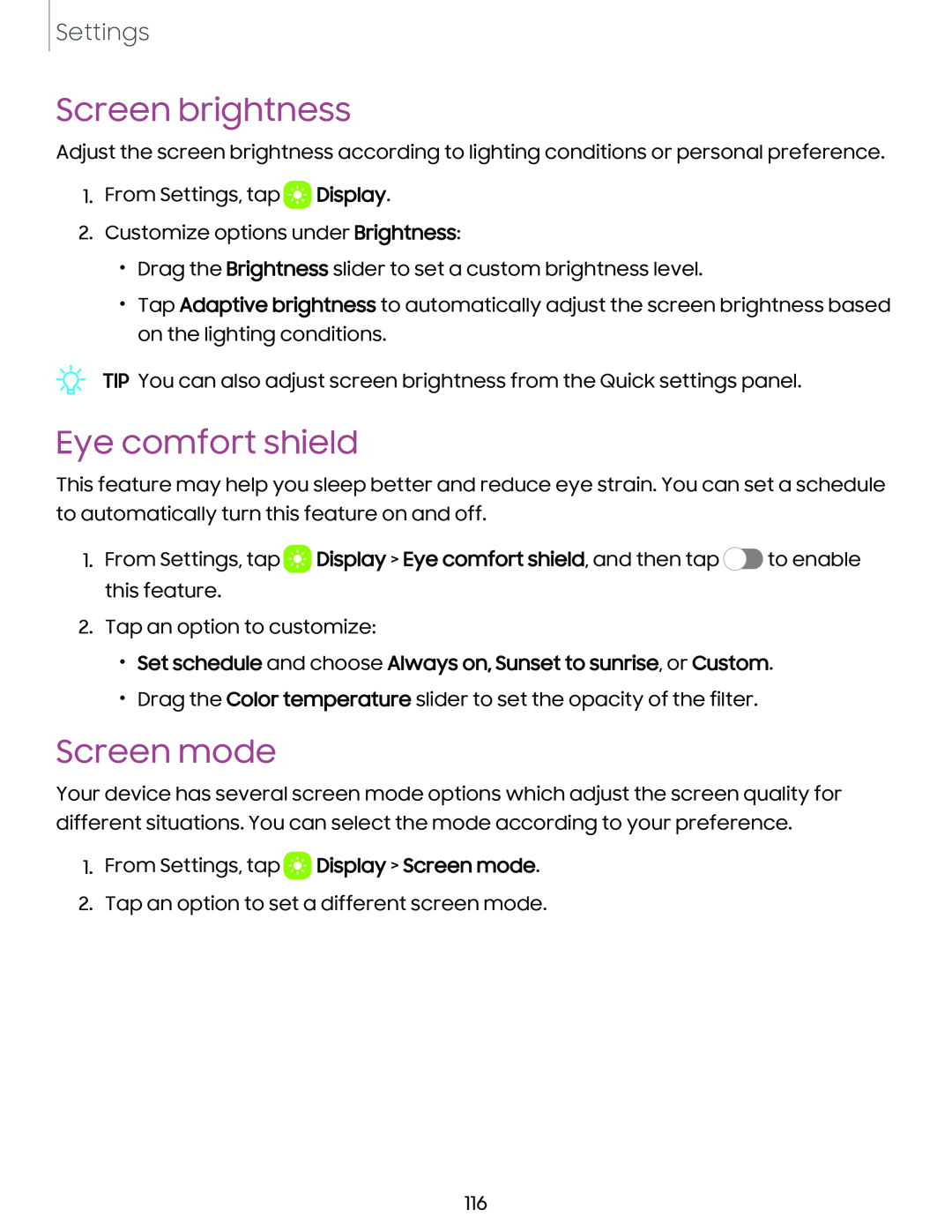 Screen mode Galaxy Tab S7 FE AT&T