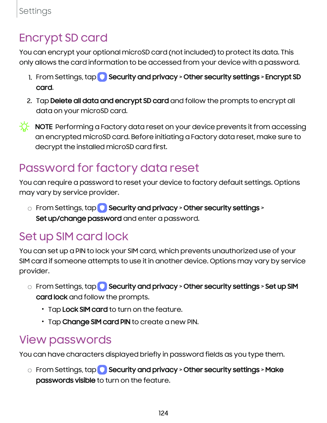 Password for factory data reset Galaxy Tab S7 FE AT&T