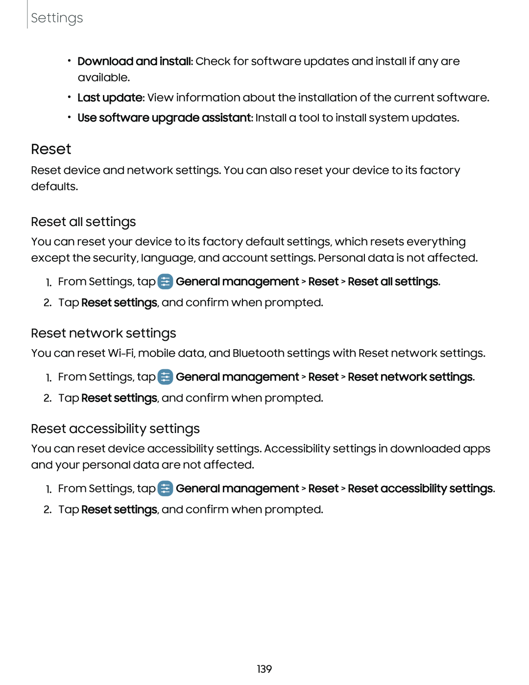 Reset accessibility settings Galaxy Tab S7 FE AT&T