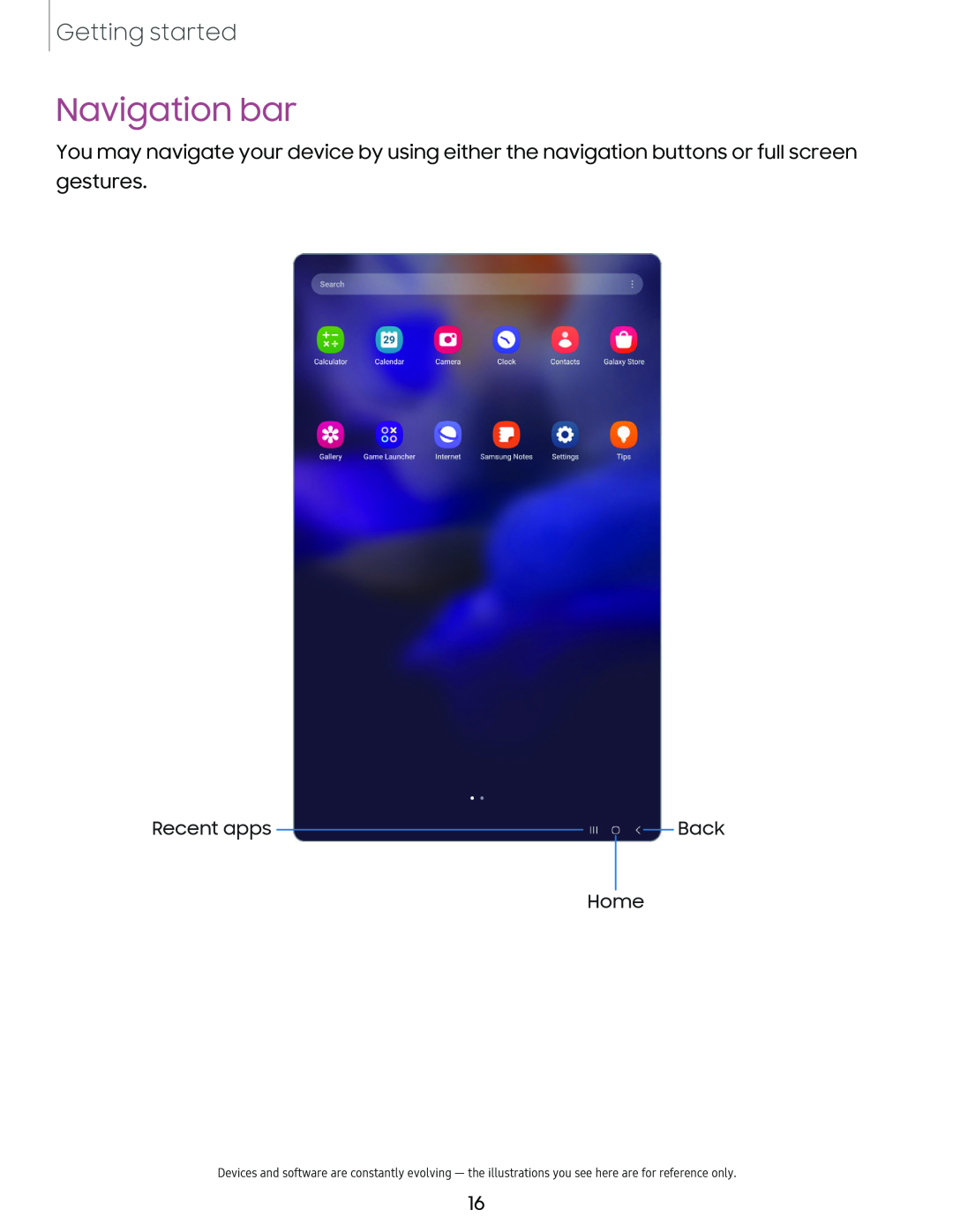 Navigation bar Galaxy Tab S7 FE AT&T