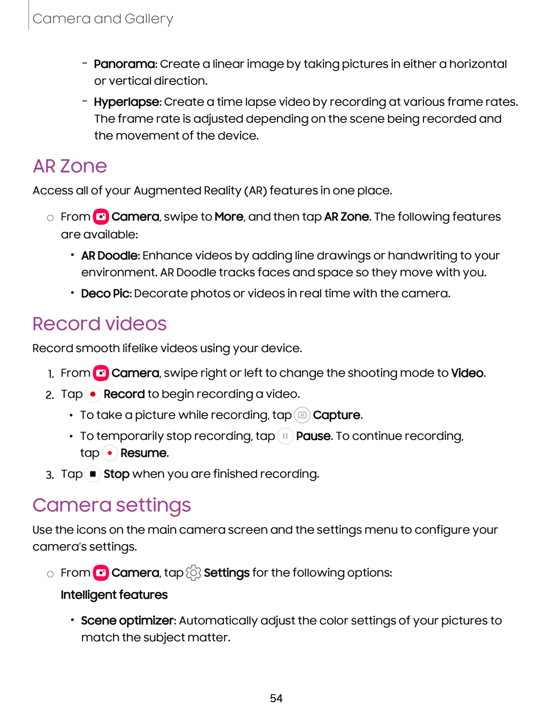 Camera settings Galaxy Tab S7 FE AT&T