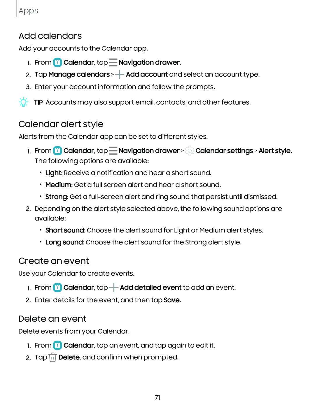 Delete an event Galaxy Tab S7 FE AT&T