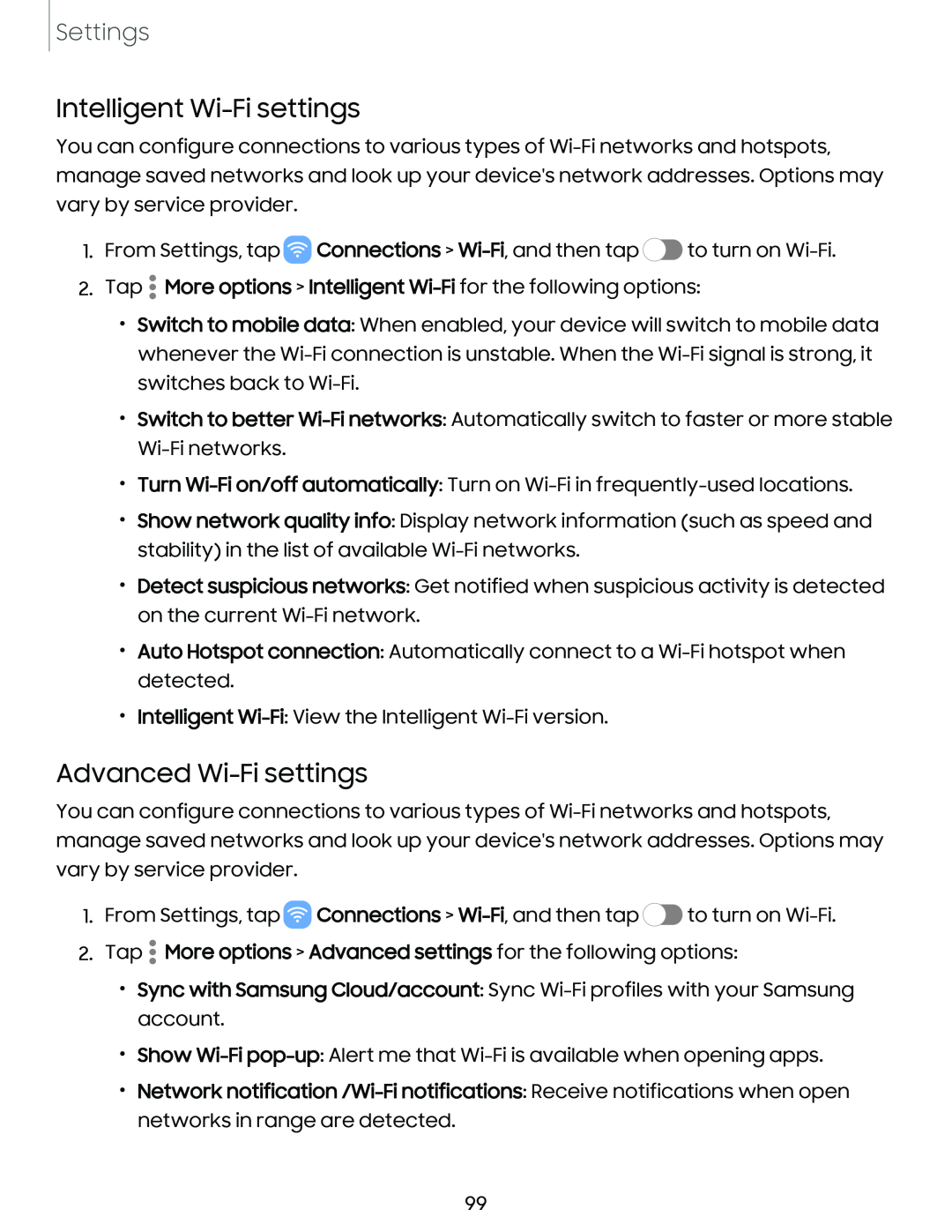 Intelligent Wi-Fisettings Galaxy Tab S7 FE AT&T