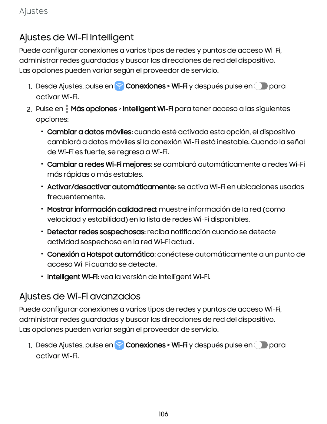 Ajustes de Wi-FiIntelligent Galaxy Tab S7 FE AT&T