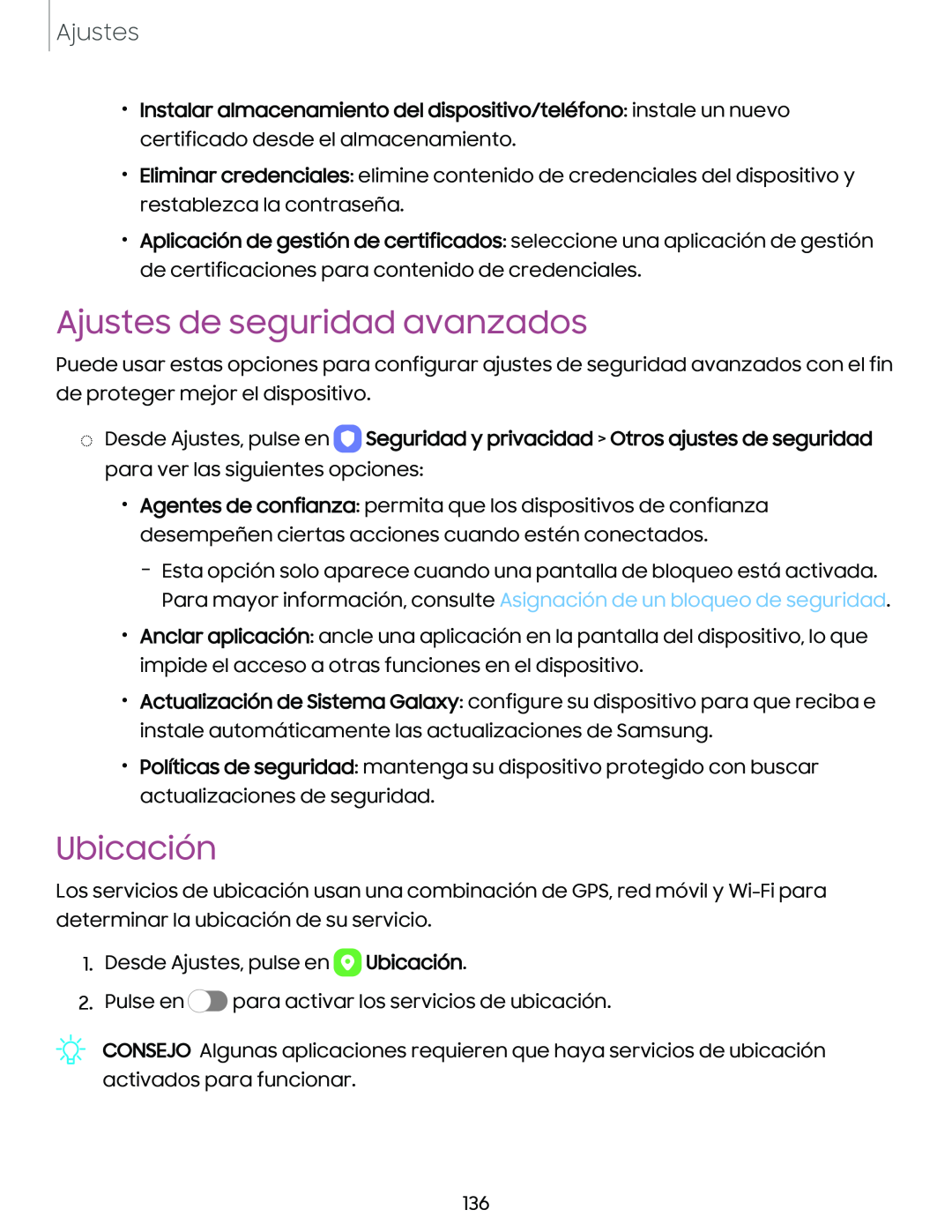 Ajustes de seguridad avanzados Galaxy Tab S7 FE AT&T