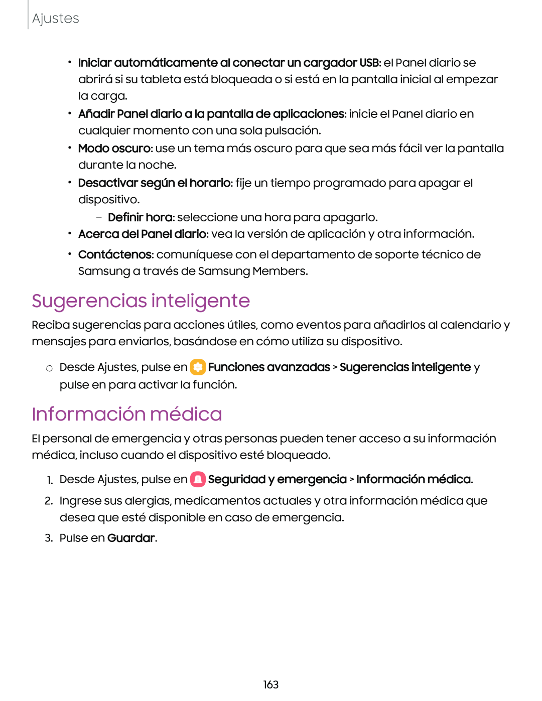 Información médica Galaxy Tab S7 FE AT&T