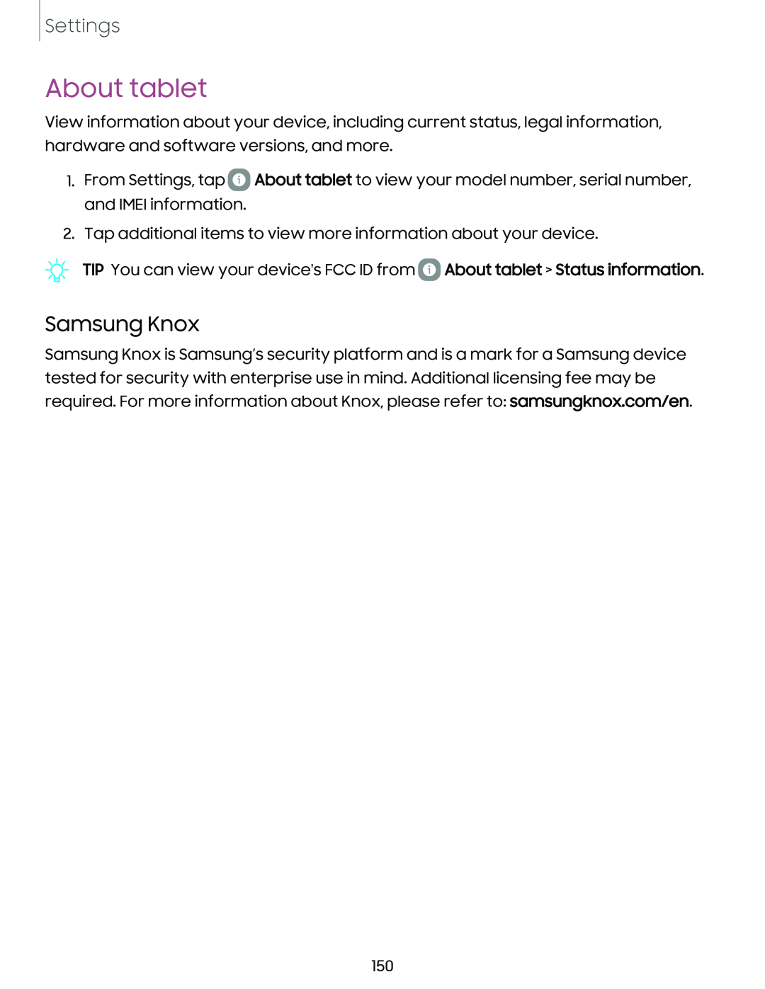 Samsung Knox About tablet