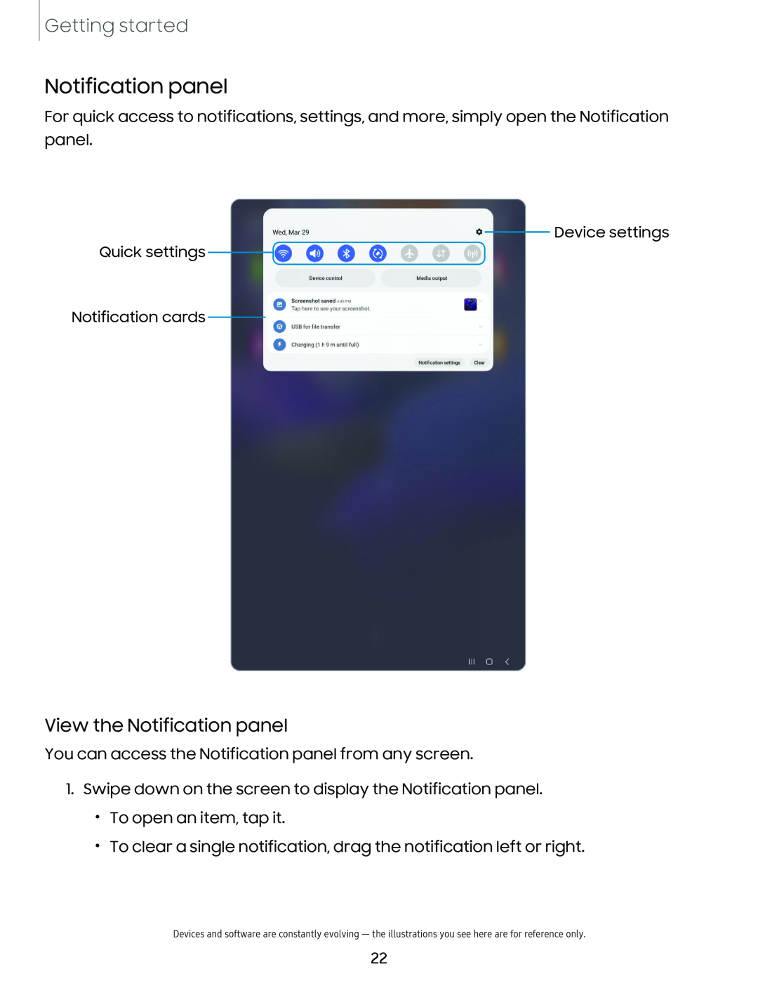 View the Notification panel Galaxy Tab S7 FE US Cellular