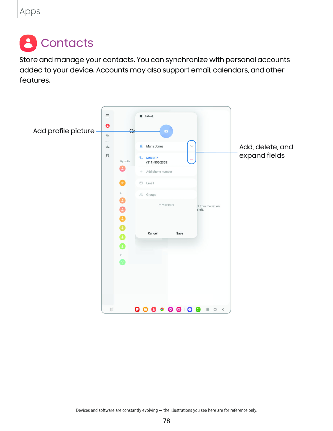 Contacts Galaxy Tab S7 FE US Cellular