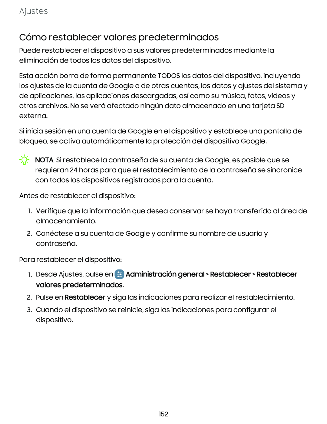 Cómo restablecer valores predeterminados