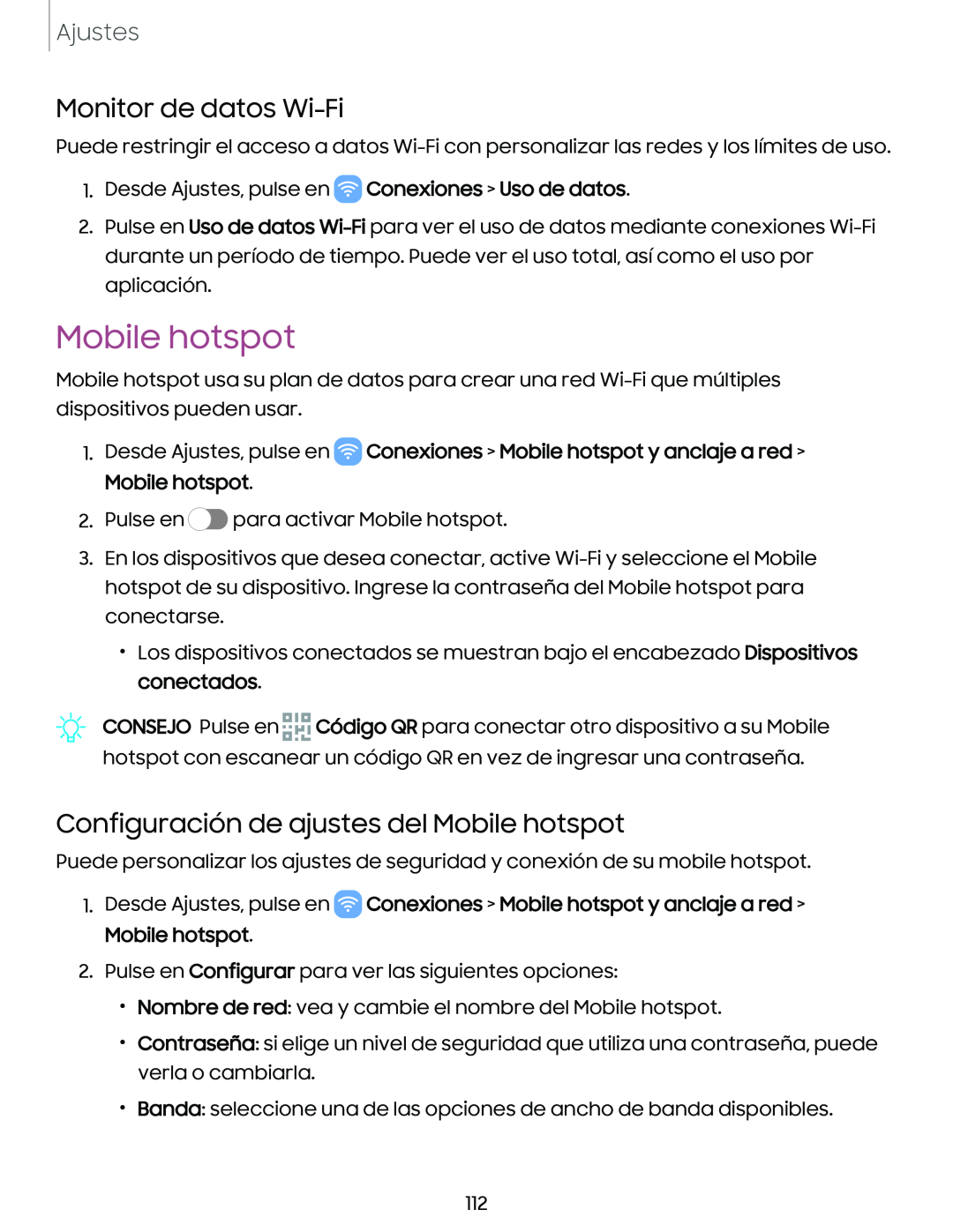 Monitor de datos Wi-Fi Configuración de ajustes del Mobile hotspot