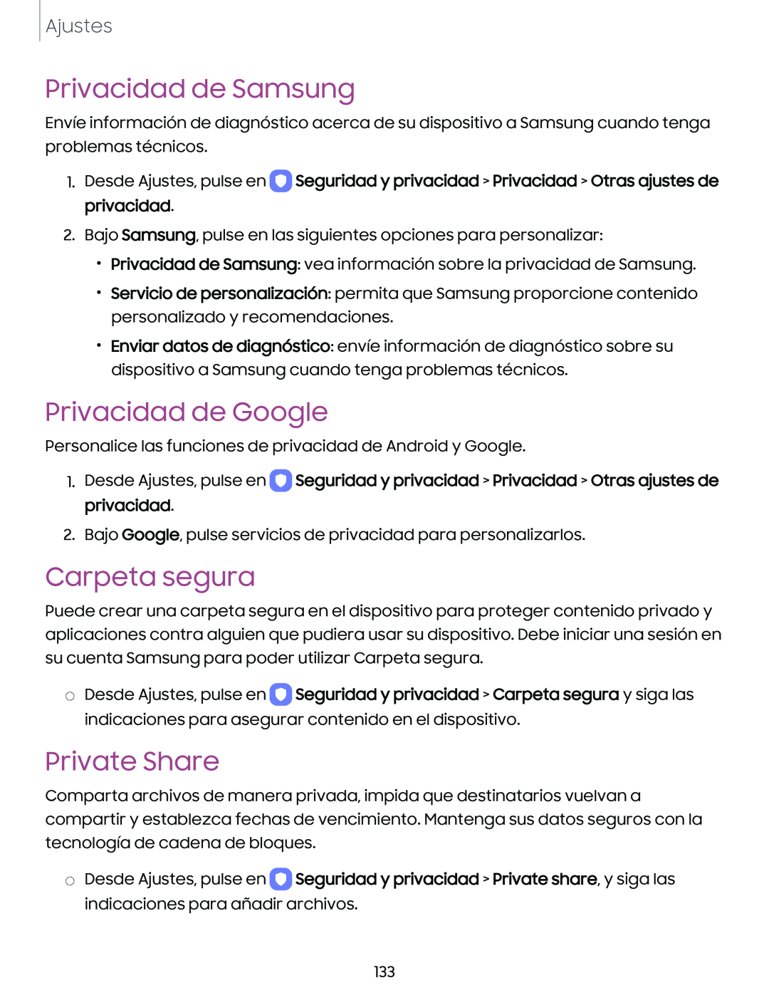 Privacidad de Samsung Privacidad de Google