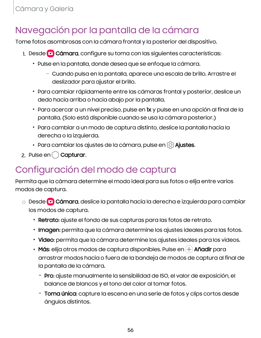 Configuración del modo de captura Galaxy Tab S7 FE T-Mobile