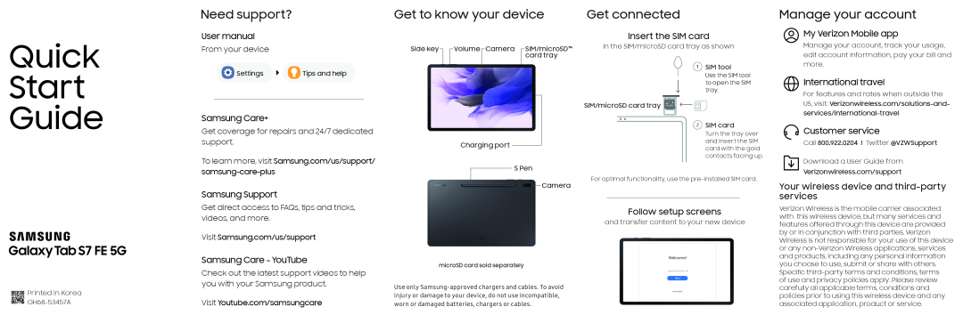 SIM/microSD card tray Galaxy Tab S7 FE Verizon