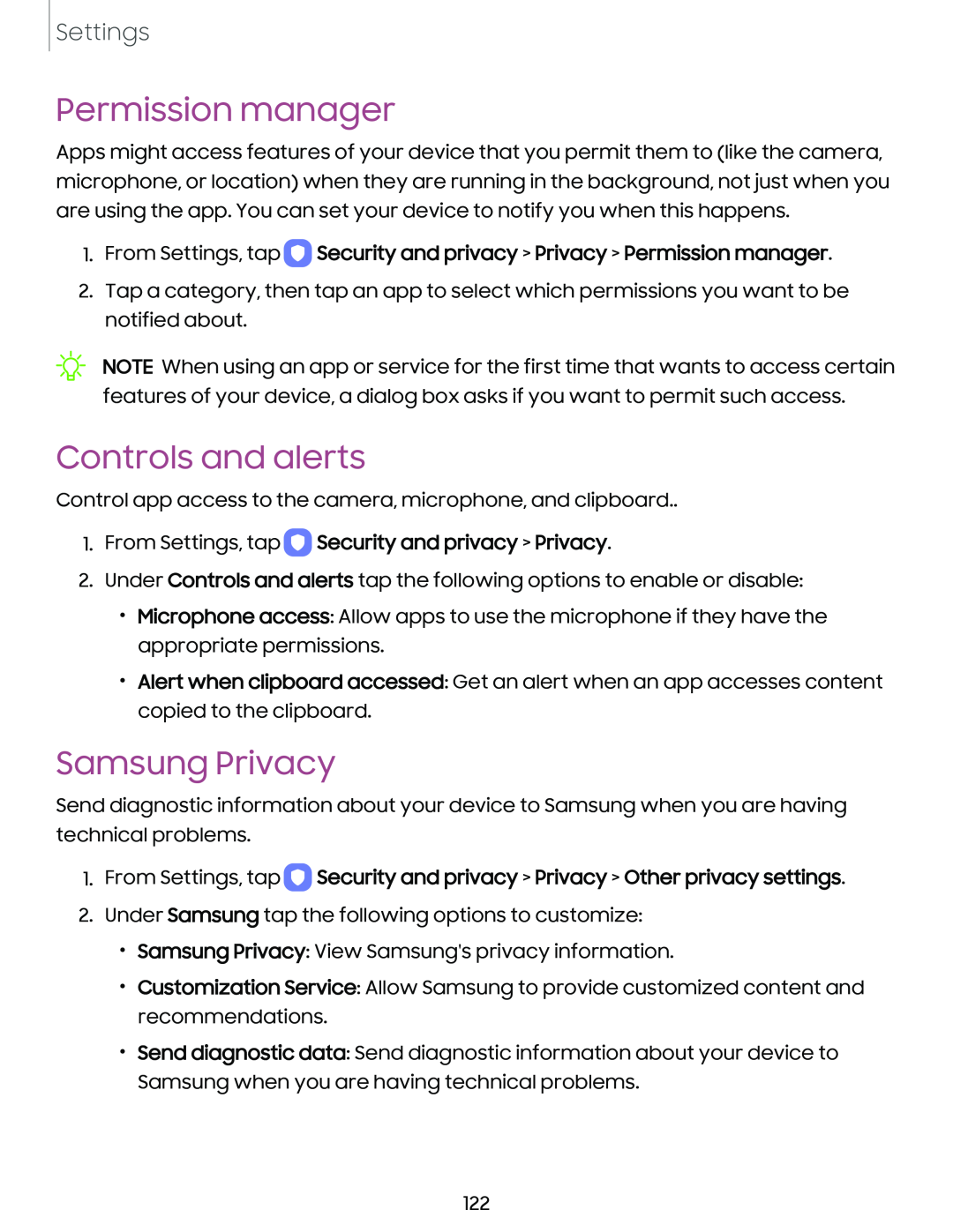 Permission manager Controls and alerts